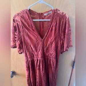 Boho rust colored dress! Size 6-8.